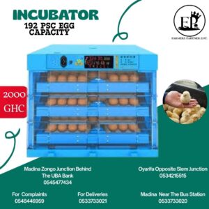 INCUBATOR 192 EGGS CAPACITY